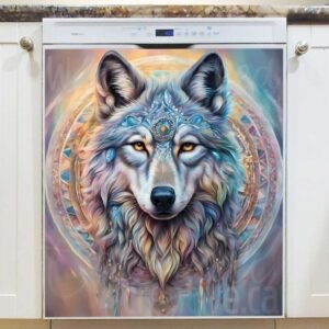 Beautiful Mandala Wolf Magnetic Dishwasher Door Cover