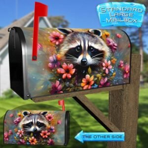 Cute Flower Raccoon Rural Farm Mailbox Cover