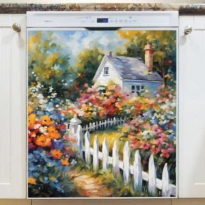 Little House with Flower Garden Magnetic Dishwasher Door Cover