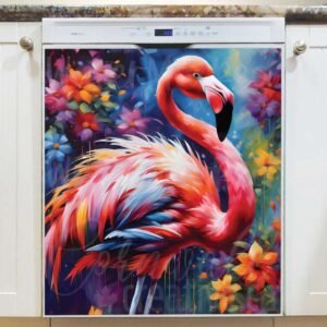 Colorful Flamingo Magnetic Dishwasher Door Cover