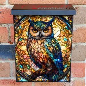 Gorgeous Stained Glass Owl Colonial Mailbox Cover