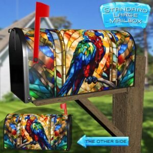 Colorful Stained Glass Parrot Rural Farm Mailbox Cover