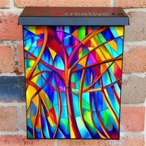 Stained Glass Abstract Pattern Colonial Mailbox Cover