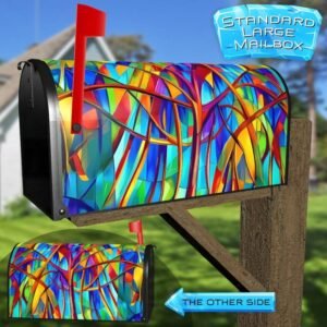 Stained Glass Abstract Pattern Rural Farm Mailbox Cover