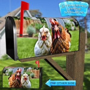 Grumpy Rooster and Chicken Rural Farm Mailbox Cover