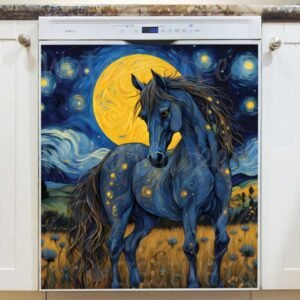 Starry Night Stallion Magnetic Dishwasher Door Cover
