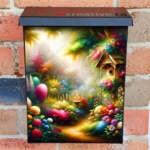 Victorian Garden with Birdhouse Colonial Mailbox Cover