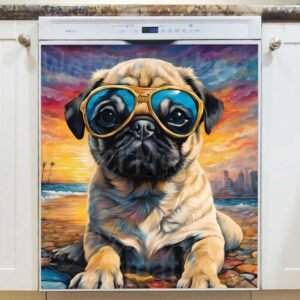 Cute California Beach Puppy Magnetic Dishwasher Door Cover