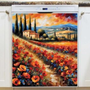 Blooming Tuscan Summer Magnetic Dishwasher Door Cover