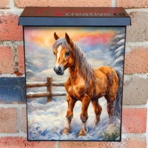 Beautiful Winter Baby Horse Colonial Mailbox Cover