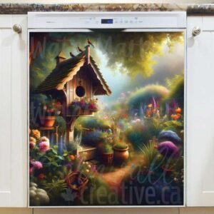 Rustic Birdhouse in the Garden Magnetic Dishwasher Door Cover