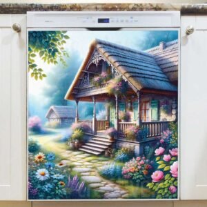 Cute Springtime Cottages Magnetic Dishwasher Door Cover