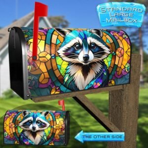 Stained Glass Raccoon Rural Farm Mailbox Cover