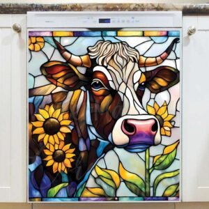 Country Cow with Sunflowers Magnetic Dishwasher Door Cover