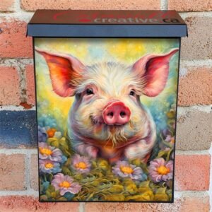 Little Piglet in the Flower Meadow Colonial Mailbox Cover