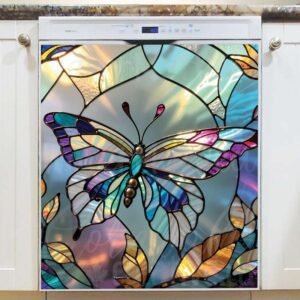 Pretty Stained Glass Butterfly Magnetic Dishwasher Door Cover