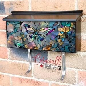 Pretty Stained Glass Butterfly Wall-mounted Townhouse Mailbox Cover