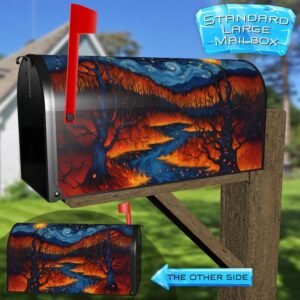Starry Night and Autumn Forest Rural Farm Mailbox Cover