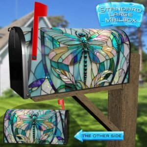 Pretty Stained Glass Dragonfly Rural Farm Mailbox Cover