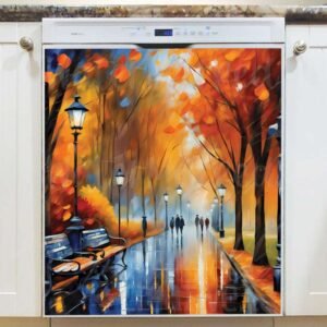 Walking in the Autumn Park Magnetic Dishwasher Door Cover