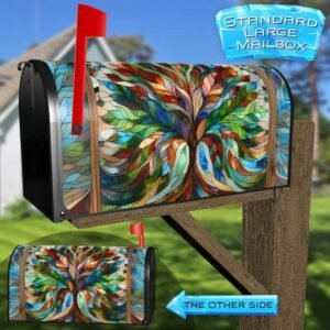 Stained Glass Oak Tree Rural Farm Mailbox Cover