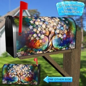 Stained Glass Spring Cherry Tree 3 Rural Farm Mailbox Cover
