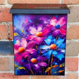Blue and Purple Flowers Colonial Mailbox Cover