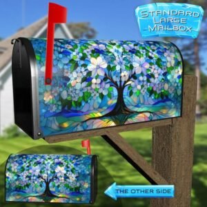 Stained Glass Spring Apple Tree Rural Farm Mailbox Cover