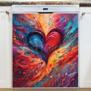 Abstract Colorful Heart Magnetic Dishwasher Door Cover