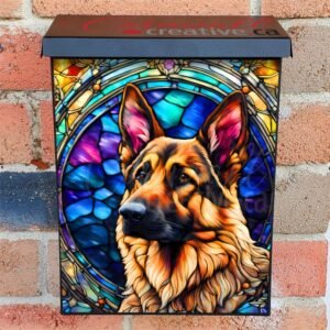 Stained Glass German Shepherd Colonial Mailbox Cover