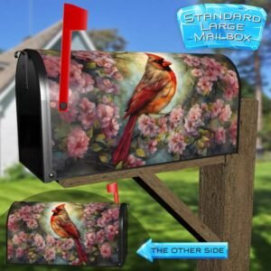 Lovely Cardinal on the Blooming Tree Rural Farm Mailbox Cover