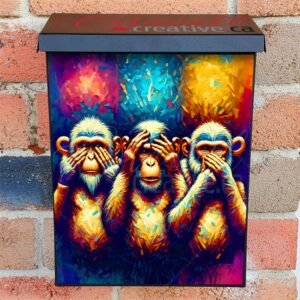 Three Wise Monkeys Colonial Mailbox Cover