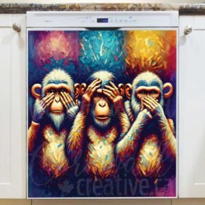 Three Wise Monkeys Magnetic Dishwasher Door Cover