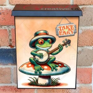 Cute Frog Playing Banjo Colonial Mailbox Cover