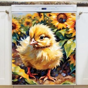 Little Chick and Sunflowers Magnetic Dishwasher Door Cover