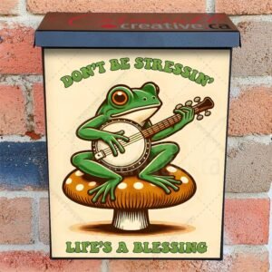 Vintage Frog on a Mushroom with Banjo Colonial Mailbox Cover