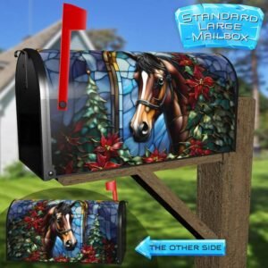 Stained Glass Brown Stallion Rural Farm Mailbox Cover