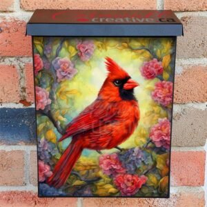 Male Cardinal on a Blossoming Tree Colonial Mailbox Cover