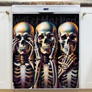 The Three Wise Skeletons Magnetic Dishwasher Door Cover