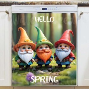 Cute Spring Gnomes 2 Magnetic Dishwasher Door Cover
