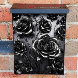 Black Metal Roses Colonial Mailbox Cover