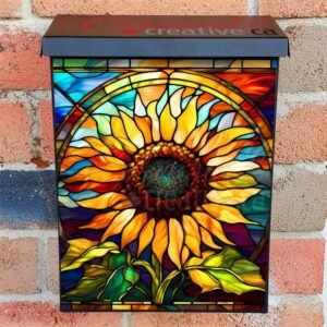 Stained Glass Beautiful Sunflower Colonial Mailbox Cover