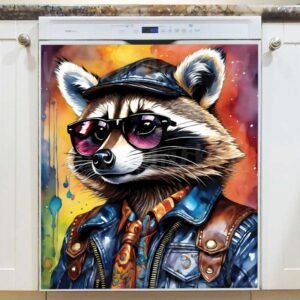 Raccoon in Sunglasses 2 Magnetic Dishwasher Door Cover