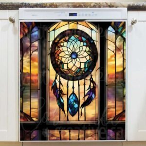Stained Glass Dreamcatcher Magnetic Dishwasher Door Cover