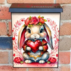 Pretty Valentine's Bunny Colonial Mailbox Cover