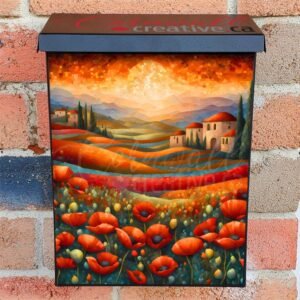 Beautiful Poppy Field Mosaic Colonial Mailbox Cover