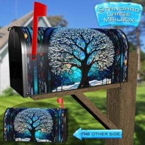Stained Glass Winter Tree 2 Rural Farm Mailbox Cover