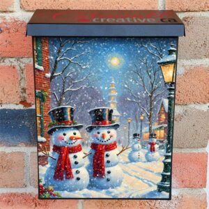 Cute Christmas Village with Snowmen Colonial Mailbox Cover