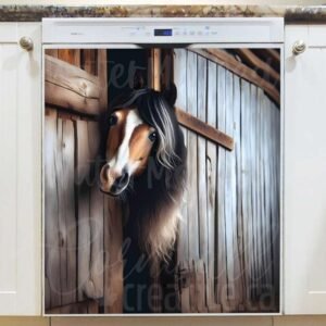 Curious Farmhouse Horse Magnetic Dishwasher Door Cover