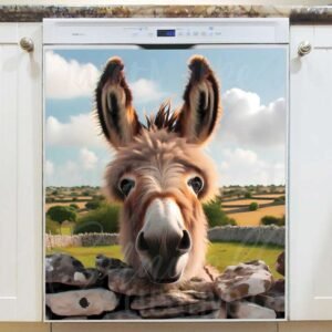 Cute Donkey Over the Fence Magnetic Dishwasher Door Cover